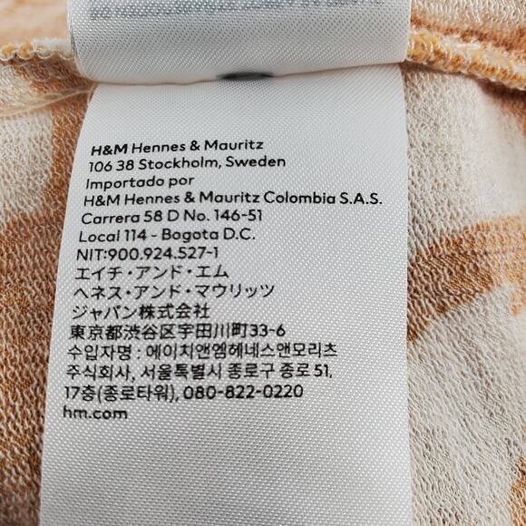 H&M Wide Leg Cami Jumpsuit Womens M Mustard Yellow Animal Print V-Neck Pre-Owned - Picture 5 of 5